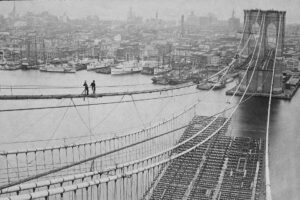 Brooklyn Bridge, Montage des Brückenträgers 1882