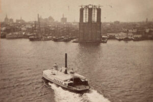 Westpfeiler der Brooklyn Bridge im Bau