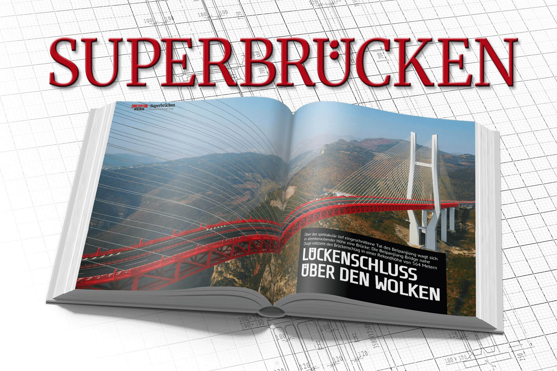Das Buch Superbrücken aufgeschlagen