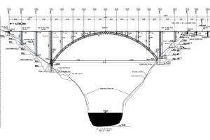 Planzeichnung der höchsten Eisenbahnbrücke der Welt